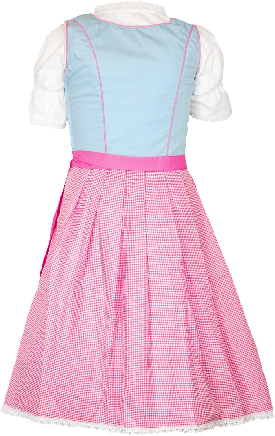 MS-Trachten Kinder Dirndl Kinderdirndl Trachtenkleid Elise rosa hellblau pastell 3 teilig 104 Dunkel