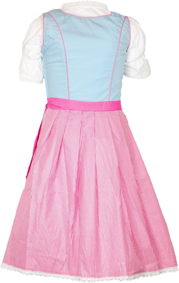 MS-Trachten Kinder Dirndl Kinderdirndl Trachtenkleid Elise rosa hellblau pastell 3 teilig 116 Dunkel