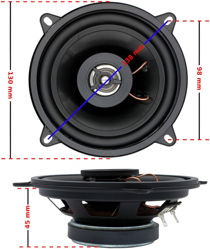 Sound Way - Lautsprecher mit 13cm Adaptern kompatibel mit Fiat Doblò / Fiorino / Qubo - Citroen Nemo