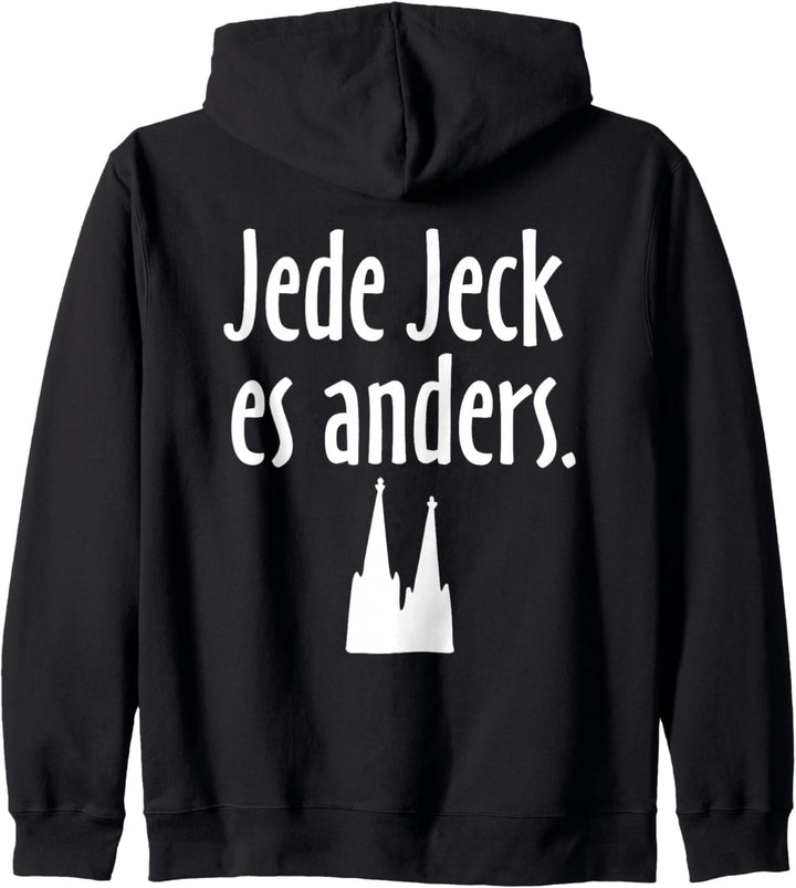 Jede Jeck es anders (Weiss) Kölner Dom Kapuzenjacke