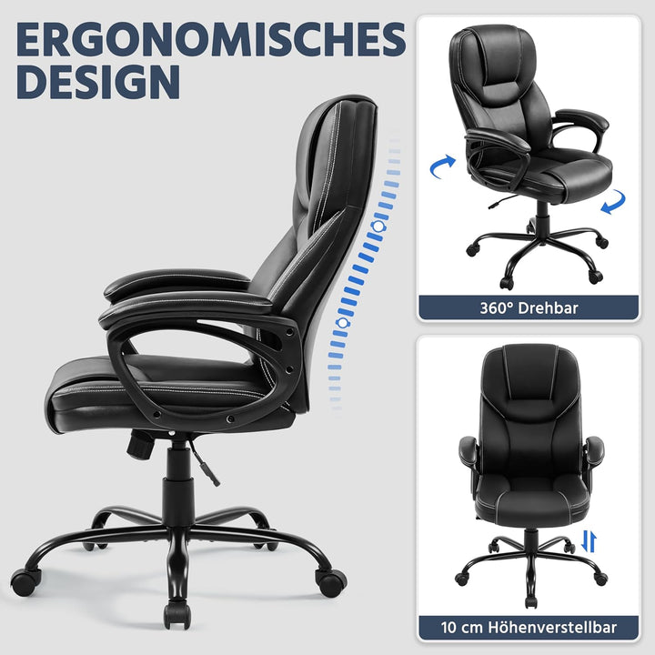 Yaheetech Bürostuhl ergonomisch Chefsessel Schreibtischstuhl Drehstuhl Polsterung Höhenverstellbarer