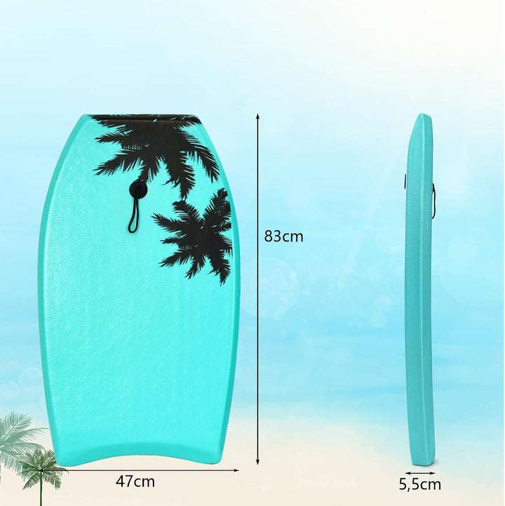 HOMASIS Bodyboard Schwimmbrett mit Zugseil 90 cm, Surfbrett für Kinder und Erwachsene, Surfbrett mit