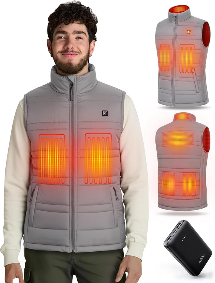 UNBON Beheizbare Weste, Heizweste Herren Damen, Beheizbare Jacke mit Powerbank 10000mAh USB, Beheizt