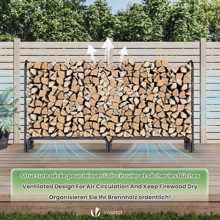 VOUNOT Kaminholzregal Aussen Metall, Brennholzregal Aussen, Feuerholzregal Outdoor mit wasserdichte
