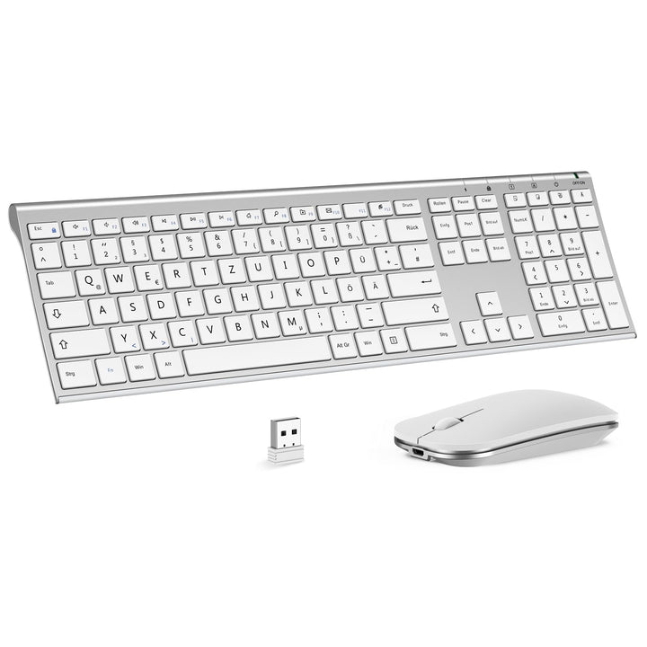 Kabelloses Tastatur Maus Set, seenda 2.4G Ultraflach Wireless Tastatur und Maus Aufladbar aus Alumin