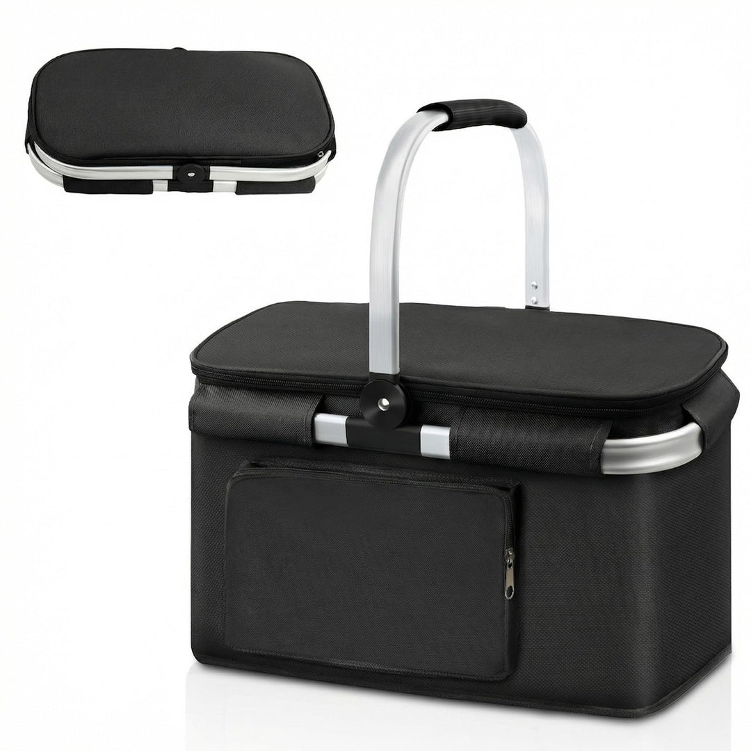 Einkaufskorb Faltbar, Kühltasche Picknickkorb, Grosse Isolierter Kühlkorb Lunchtasche mit Gepolstert