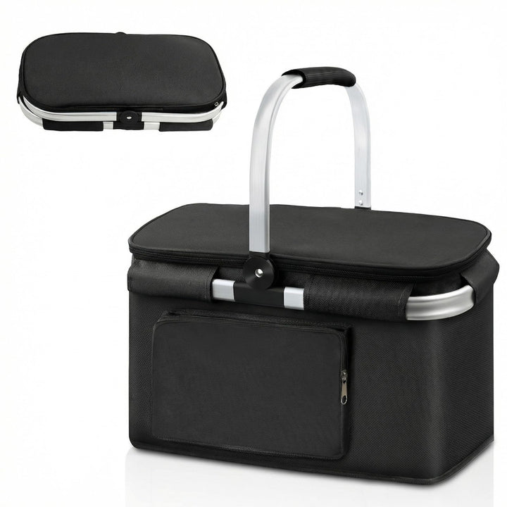 Einkaufskorb Faltbar, Kühltasche Picknickkorb, Grosse Isolierter Kühlkorb Lunchtasche mit Gepolstert