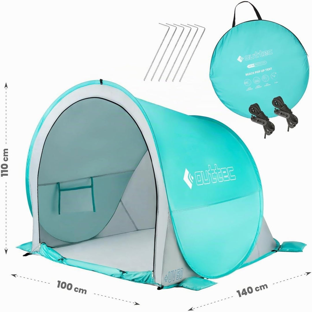 Strandmuschel UV Schutz 50, Pop Up Strandzelt, Leicht zu Tragen, Koffertauglich, Strand Windschutz u