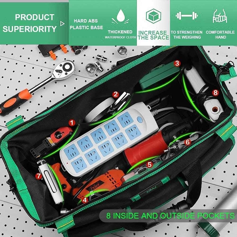 AIRAJ 18 Zoll Werkzeugtasche,Wasserdichte Werkzeugtaschen,Adjustable shoulder strap,thickened plasti