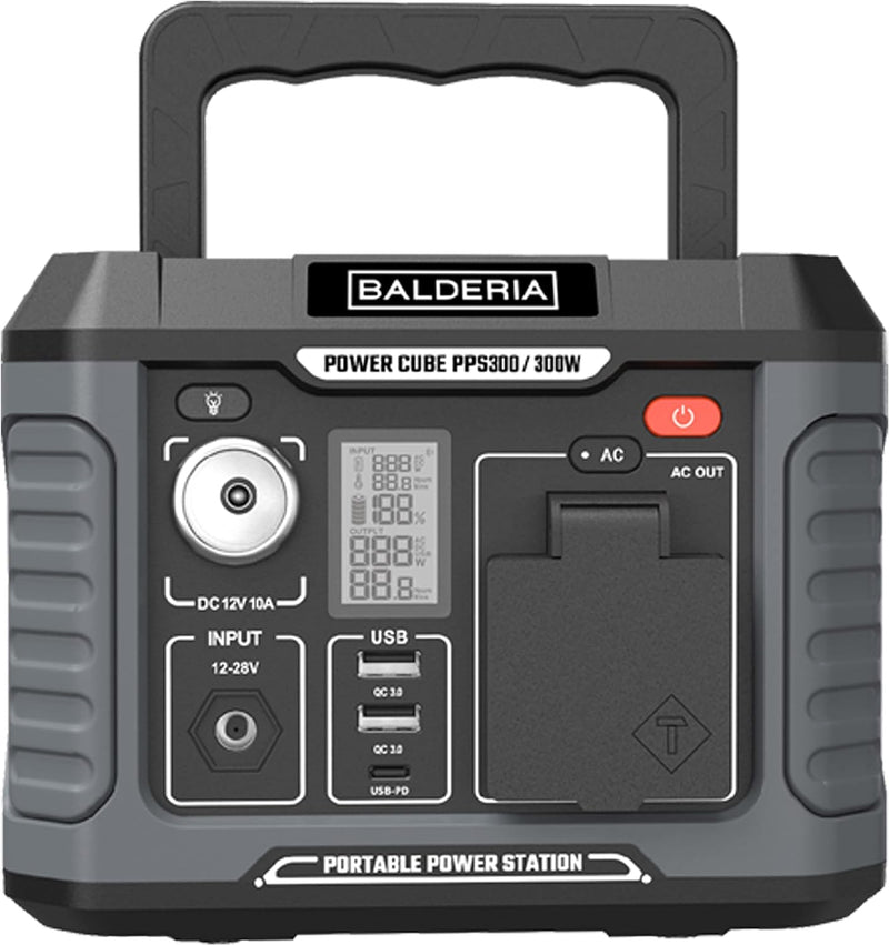 BALDERIA Power Cube 300W | Tragbare Powerstation 231Wh | Mobiler Stromspeicher mit Steckdose 230V, A