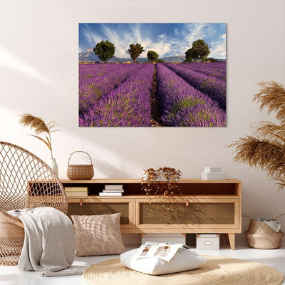 Bilder auf Leinwand 100x70cm Leinwandbild Landschaft Wiese Pflanzen Gross Wanddeko Bild Schlafzimmer