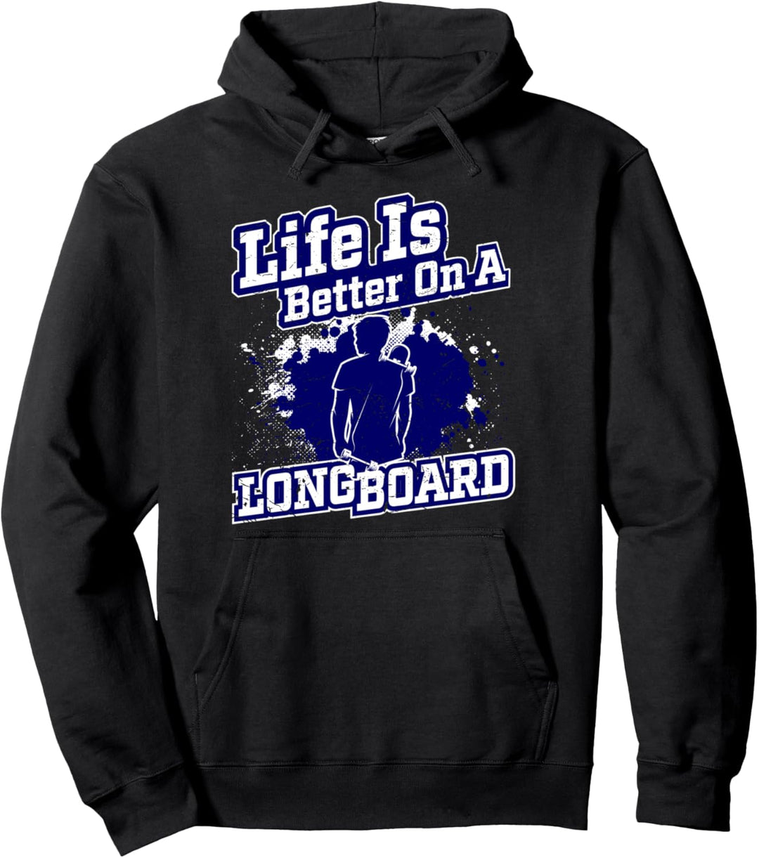 Leben ist besser Longboard skaten Geschenk Skater Longboard Pullover Hoodie