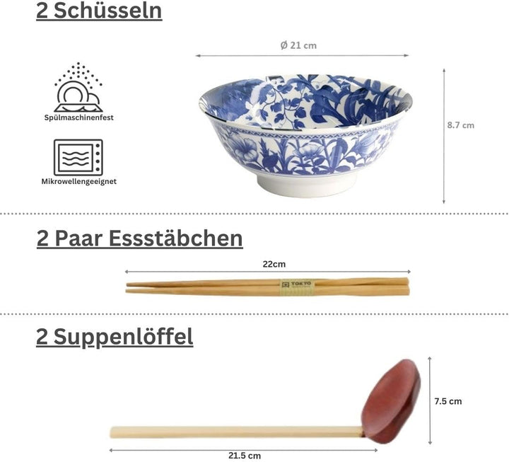 TOKYO Design Wa Kaeru Schalen 2er Set | Japanisches Porzellan | Suppenschalen mit Frosch-Motiv | Ø 2