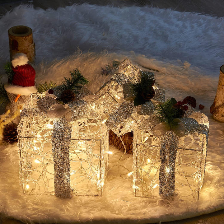 DELICHTER LED Weihnachtsdeko, 3PK Boxen weiss Acryl Weihnachten Boxen Lichter für Innen Aussen beim