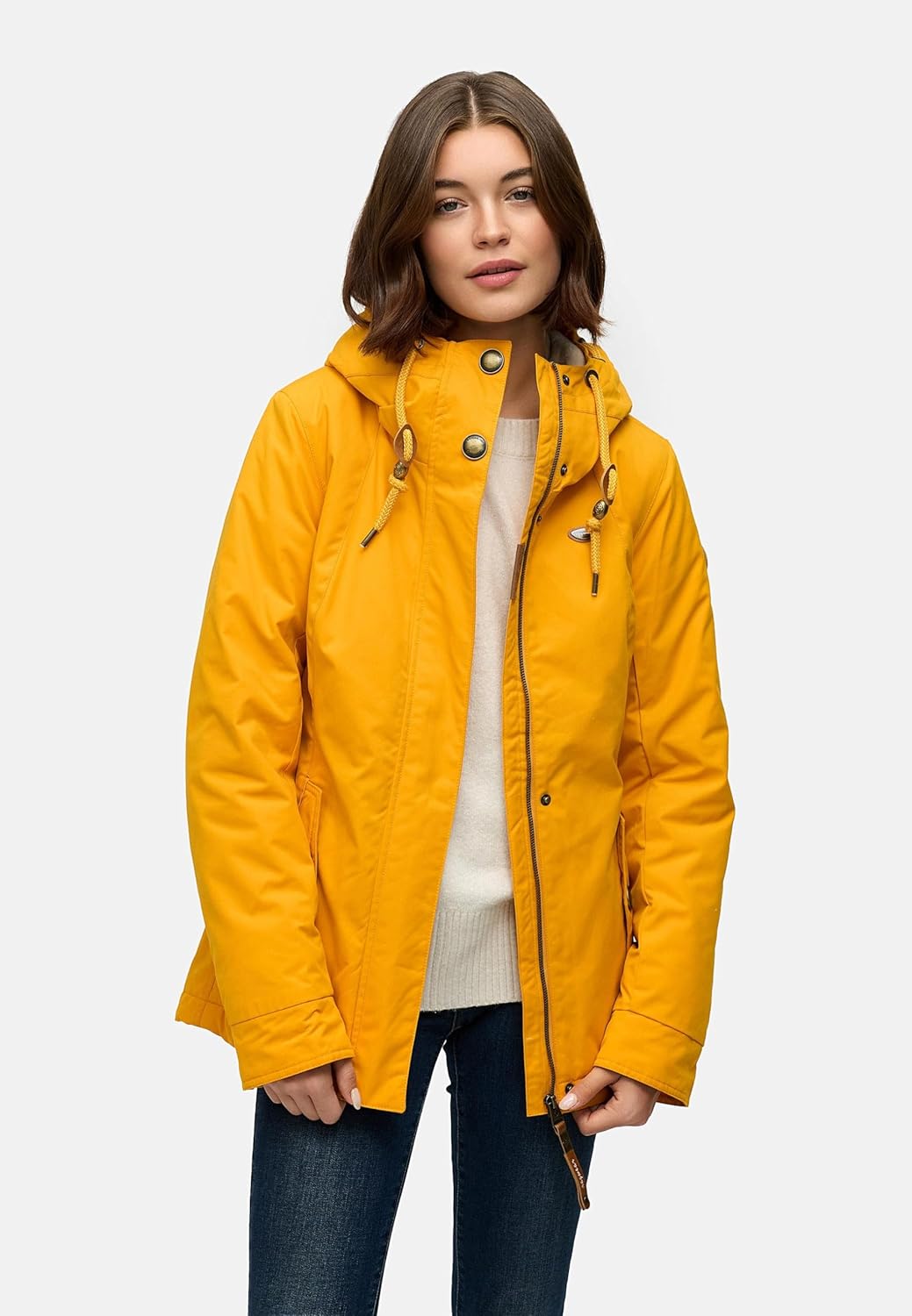 Ragwear Damen warme Winterjacke kurz mit Kapuze Monade XS-6XL S Curry22, S Curry22