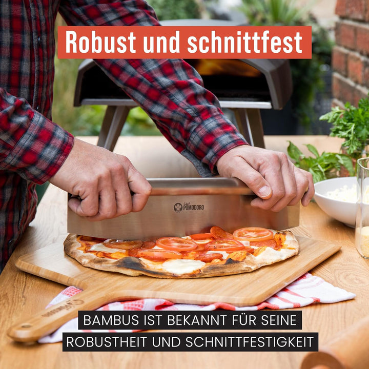 Chef Pomodoro Pizzaschieber – Pizzaschaufel – Pizzaheber aus Bambus – Pizzaschieber Holz – Pizzascha