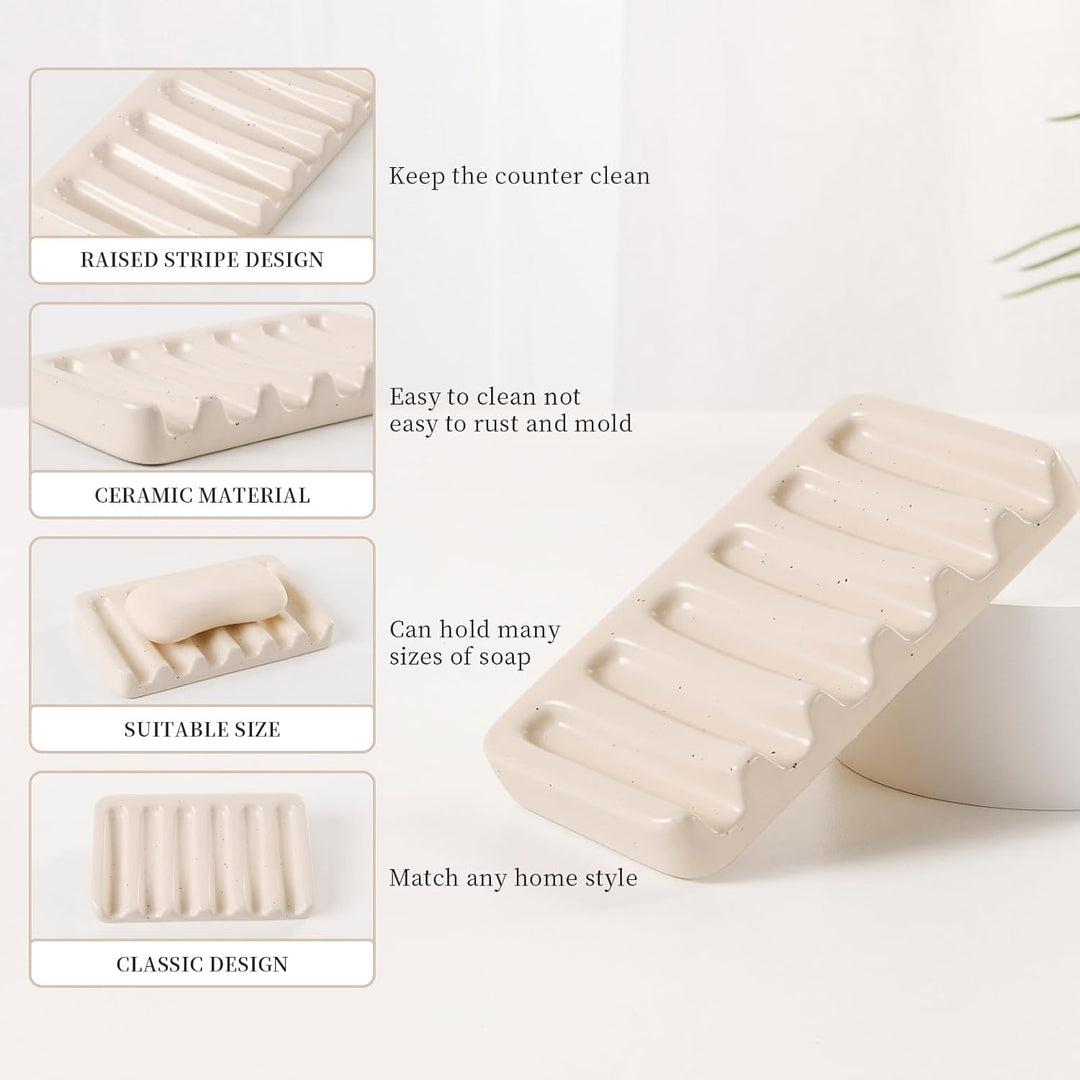 UMLACA Badezimmer Set Keramik, 4 Teiles Badezimmer Zubehör Set, Badezimmer Organizer mit Seifenspend