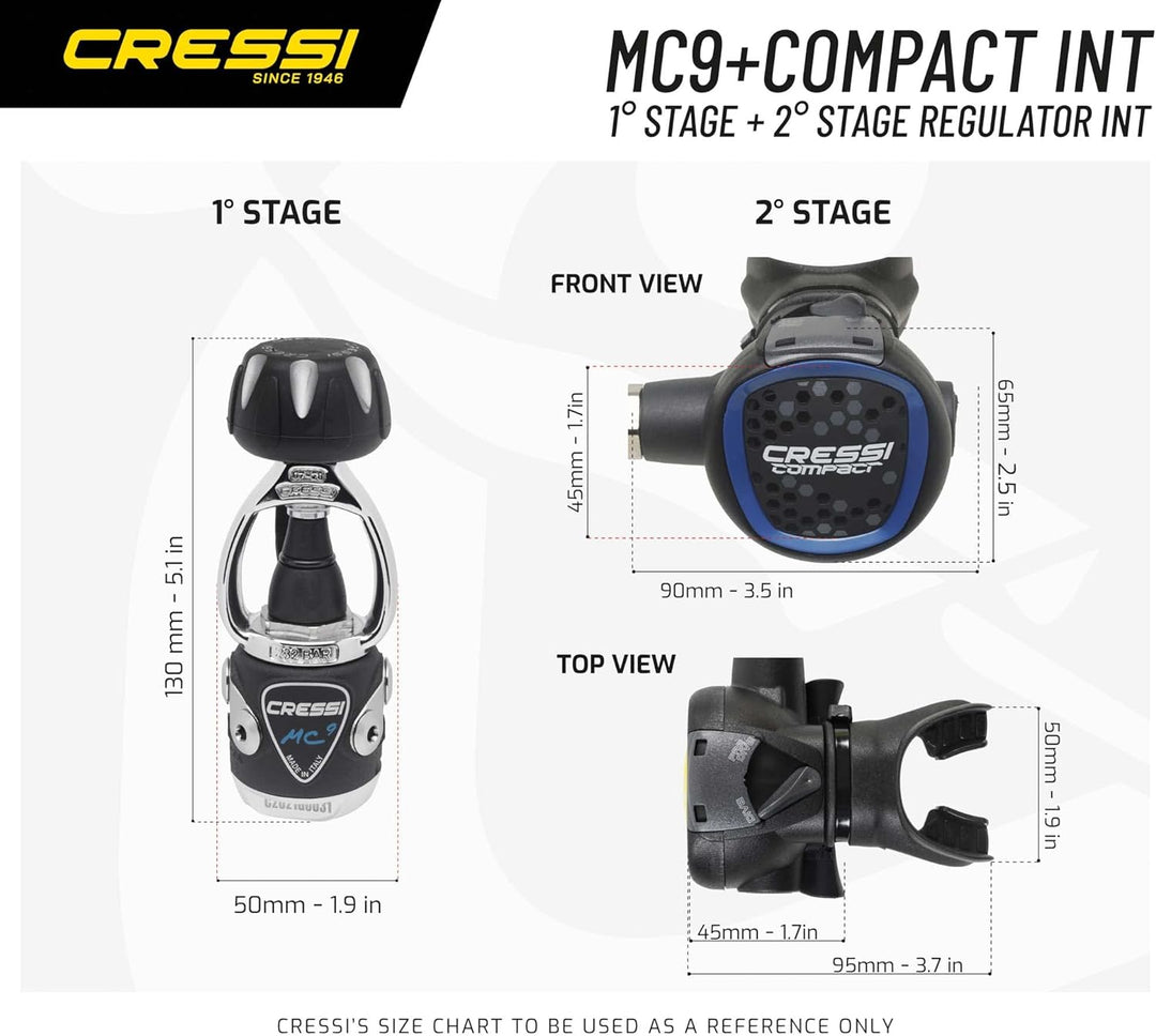Cressi MC9/XS Compact Regulator - Atemregler zum Tauchen, erhältlich INT oder DIN Version, Unisex fü