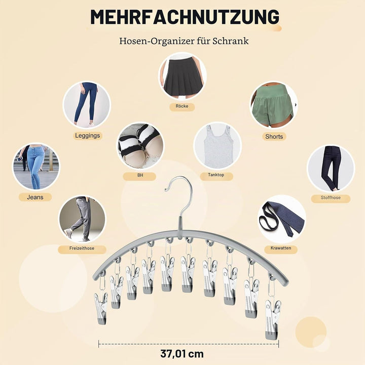 Volnamal Legging-Organizer, Metall-Yogahosenbügel mit Gummibeschichtung, 4 Stück, 10 Clips für 40 Le