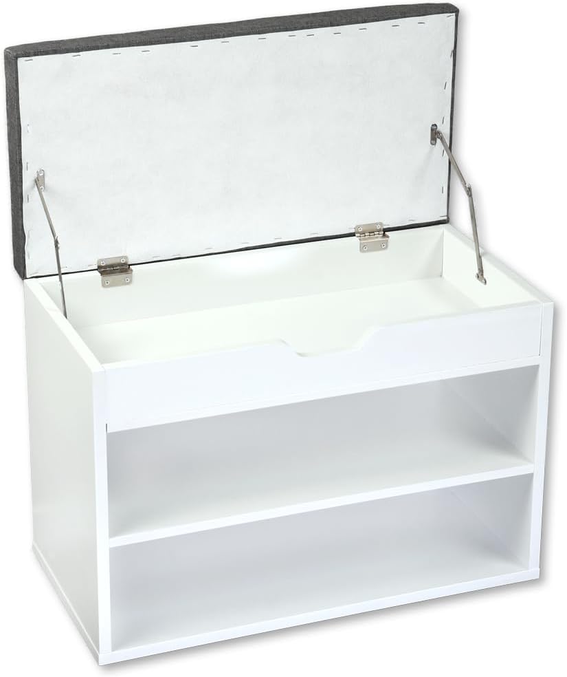 Kesper | Schuhschrank mit Sitzkissen, Material: Faserplatte, Masse: B60 x H45 cm x L30 cm, Farbe: We