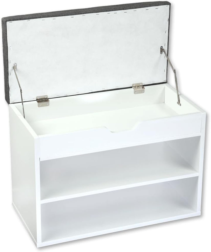 Kesper | Schuhschrank mit Sitzkissen, Material: Faserplatte, Masse: B60 x H45 cm x L30 cm, Farbe: We