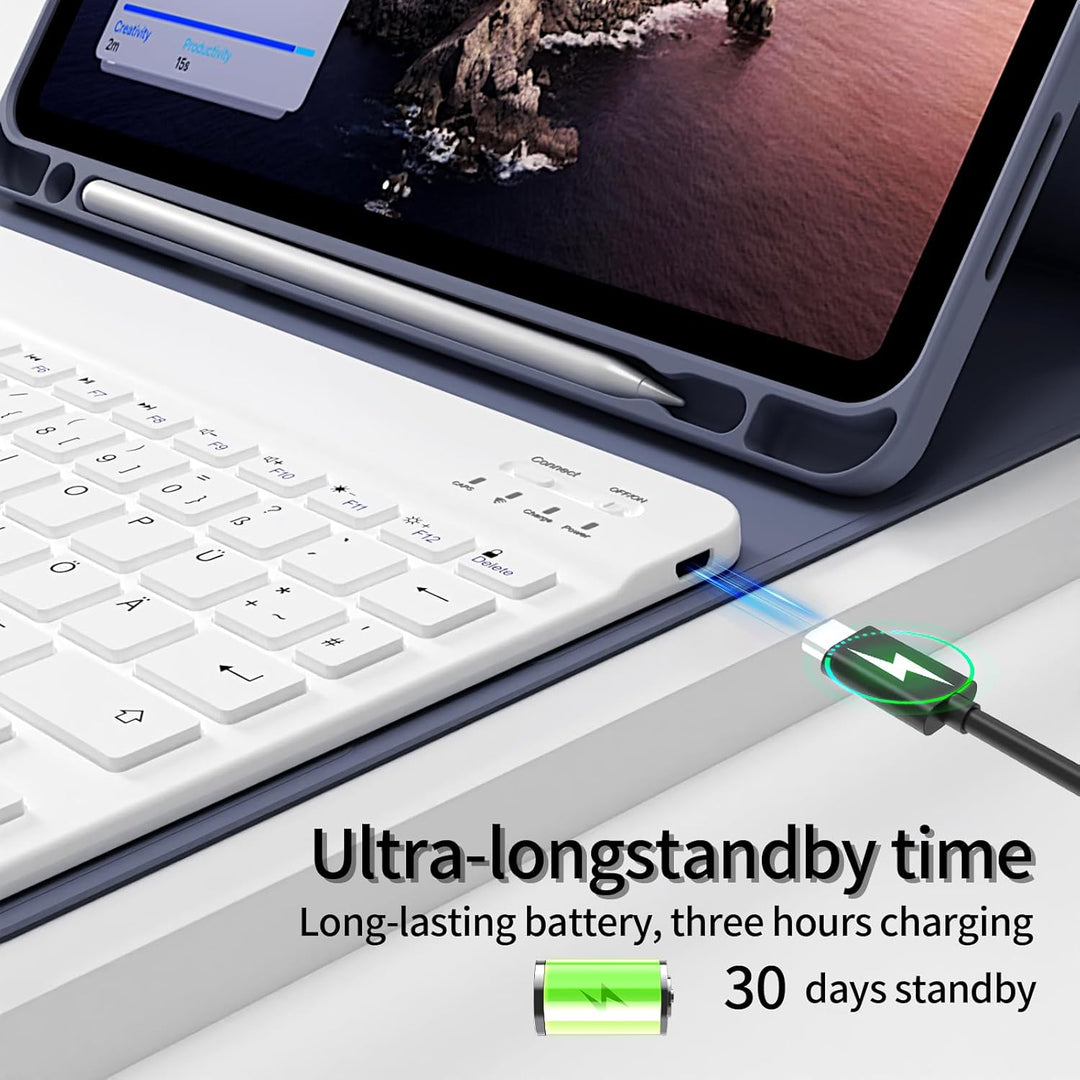 Hülle mit Tastatur für iPad Pro 11 4. / 3. / 2. Generation 2022/2021/2020 mit stifthalter, Magnetisc