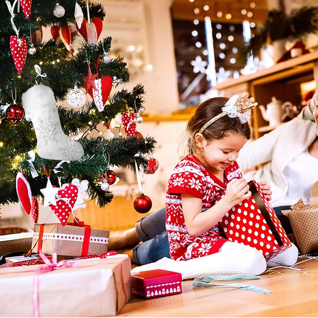 2 Stück Plüsch Nikolausstrumpf Weihnachtsstrümpfe Gross Nikolausstiefel zum Befüllen Grossen Nikolau