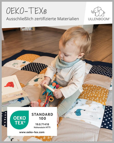 ULLENBOOM ® Baby Krabbeldecke 120x120 cm gepolstert Wale (Made in EU) - Krabbeldecke für Baby mit 10