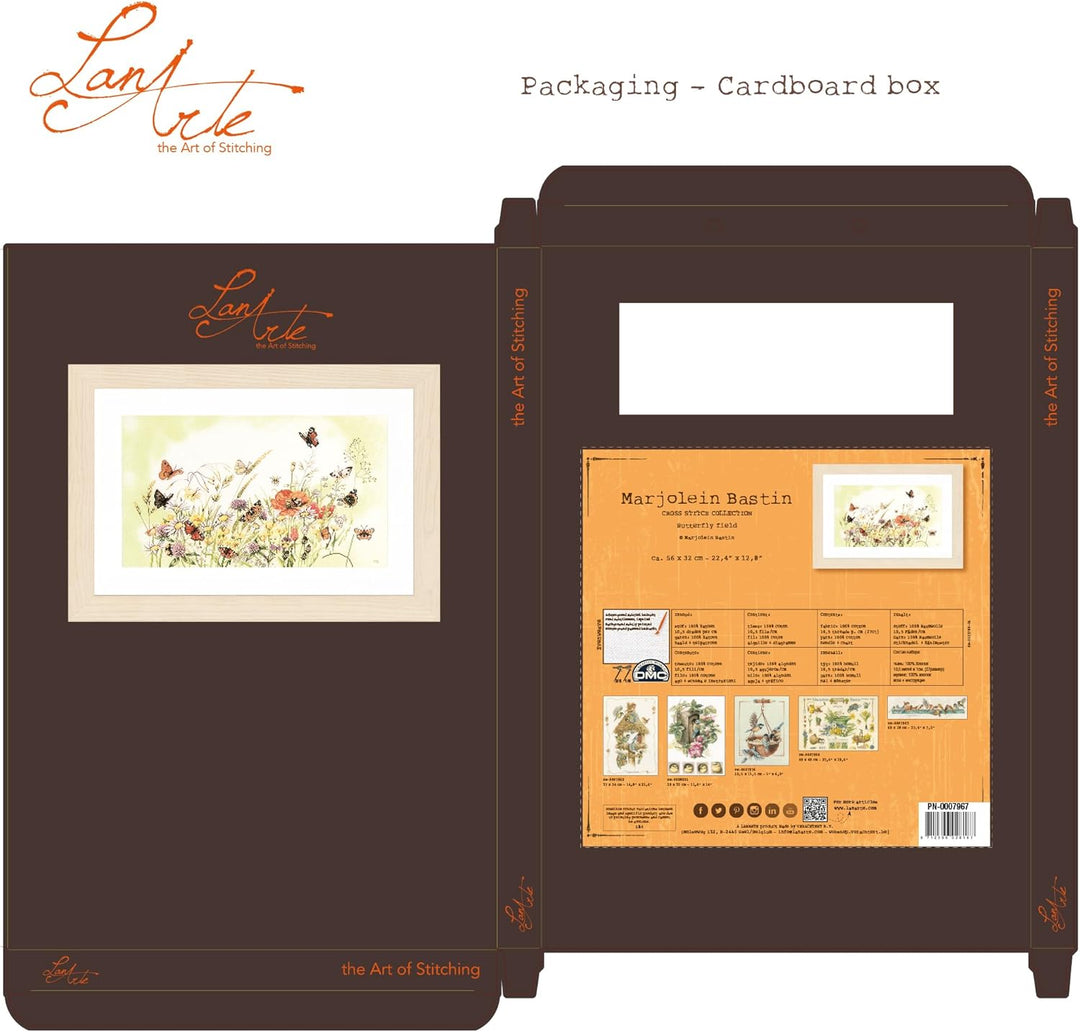 Lanarte Zählmusterpackung Schmetterlinge & Blumen Kreuzstichpackung, Baumwolle, Mehrfarbig, 56 x 32