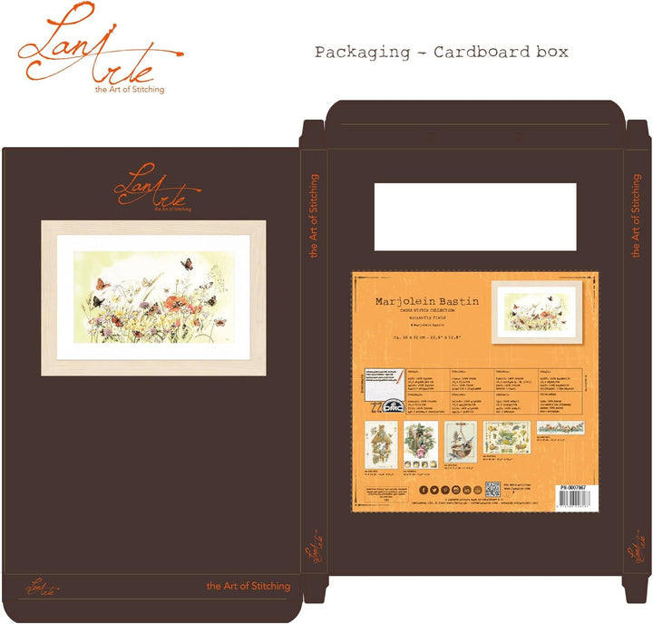 Lanarte Zählmusterpackung Schmetterlinge & Blumen Kreuzstichpackung, Baumwolle, Mehrfarbig, 56 x 32