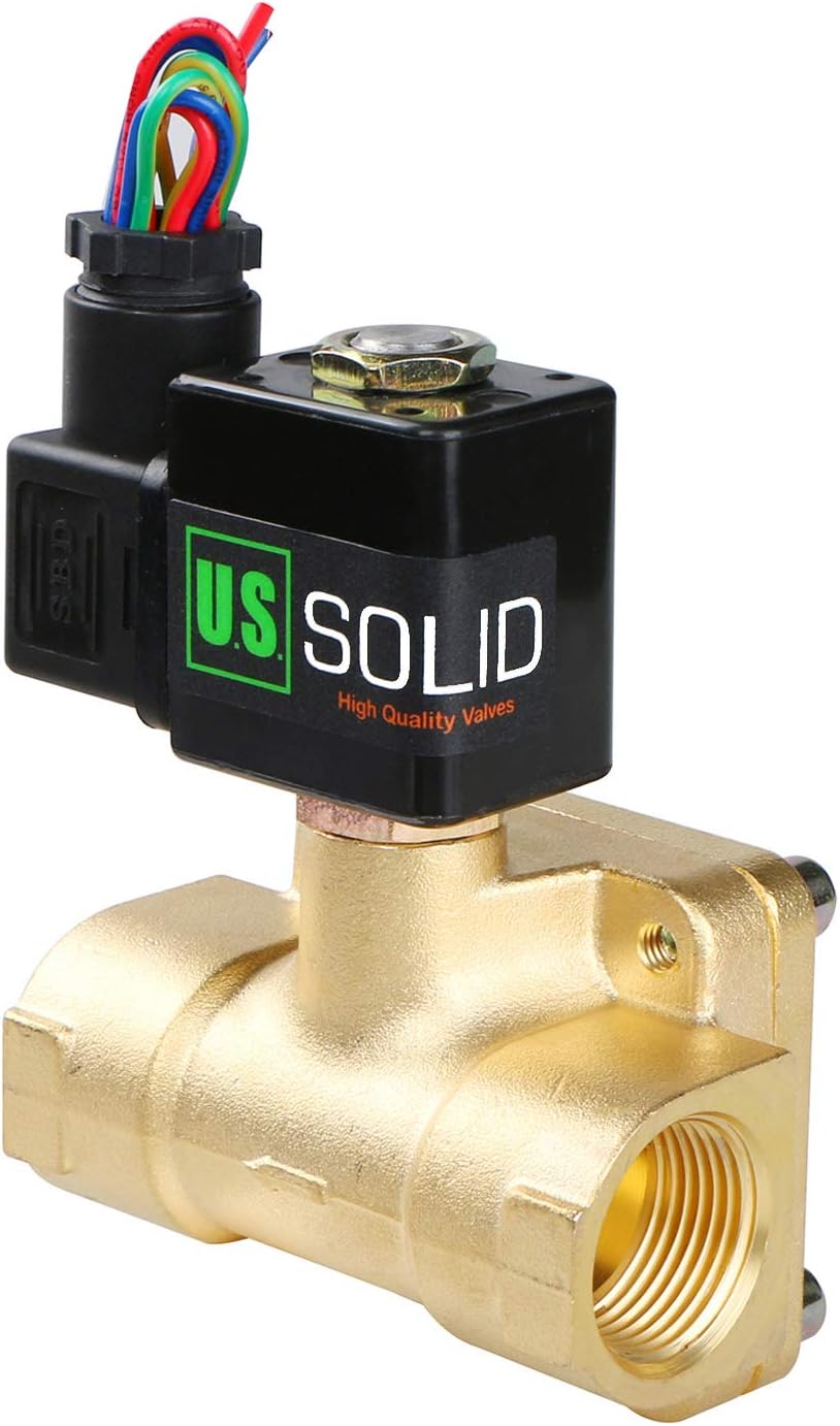 U.S. Solid 3/4" G 230V AC Messing Magnetventil für Wasser Luft Gas Öl, NC, VITON, 0,1-16 Bar, Vertik