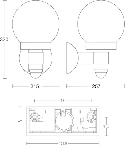 Steinel Sensor-Aussenleuchte L 115 S weiss, 240° Bewegungsmelder, 12 m Reichweite, Grundlicht, Dauer