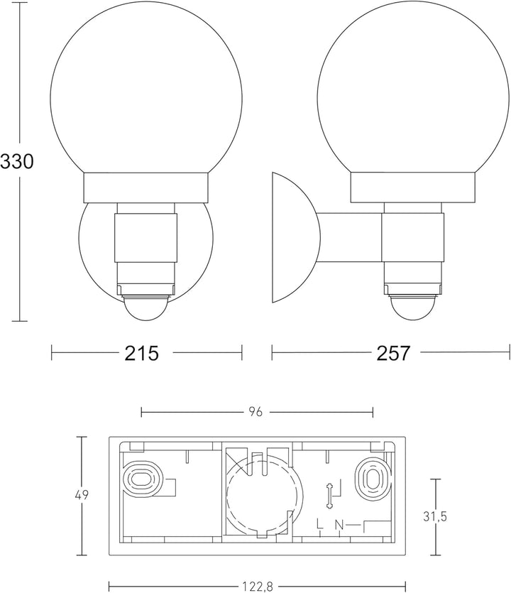 Steinel Sensor-Aussenleuchte L 115 S weiss, 240° Bewegungsmelder, 12 m Reichweite, Grundlicht, Dauer