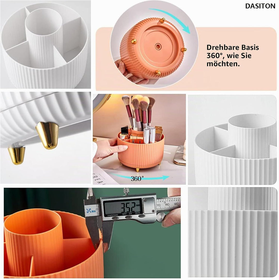 DASITON Make up Kosmetik Organizer mit 5 Fächern,360° Drehbarer Pinsel Organizer,Grosser Kapazität S