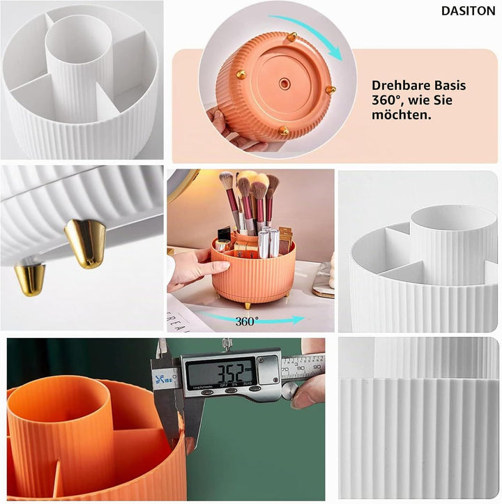 DASITON Make up Kosmetik Organizer mit 5 Fächern,360° Drehbarer Pinsel Organizer,Grosser Kapazität S