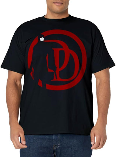 Men's Marvel Daredevil Silhouette Within Logo Graphic T-Shirt Large Black