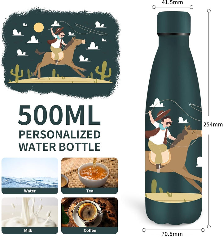 Grsta Trinkflasche 500ml, Trinkflasche Edelstahl, Wasserflasche für Kohlensäurehaltige Getränke, Iso