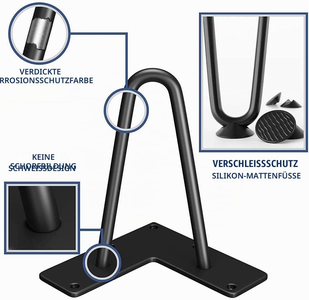 WINSOON 4er Set Haarnadel Tischbeine 10cm Metall Hairpin Legs DIY Tischbeine Möbelfüsse Tischkufen a