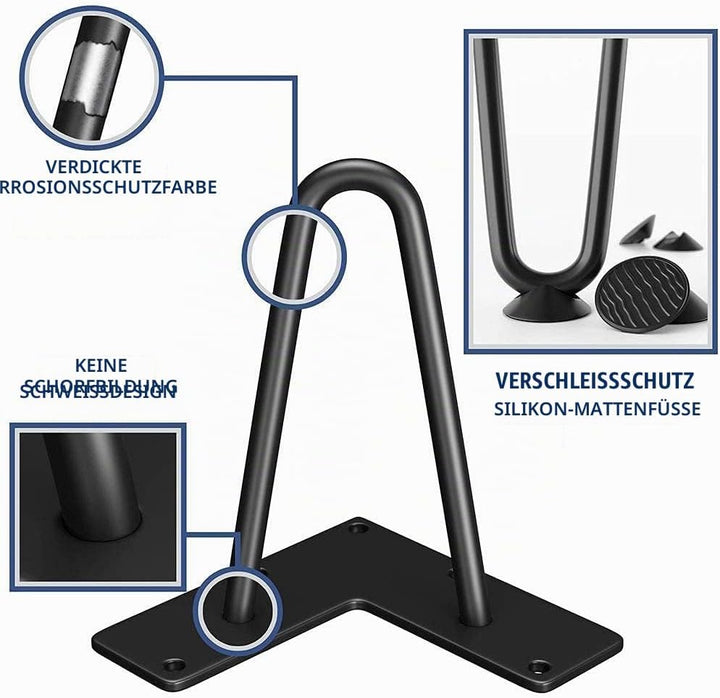 WINSOON 4er Set Haarnadel Tischbeine 10cm Metall Hairpin Legs DIY Tischbeine Möbelfüsse Tischkufen a