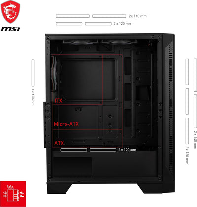 MSI MAG Forge 120A Airflow Mid-Tower PC-Gehäuse - ATX Kapazität, RTX 40 GPU Unterstützung, Auto-RGB