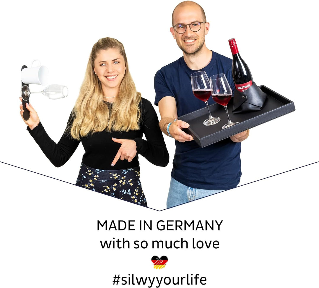 silwy® Metall-Nano-Gel-Platzset Black (small) in Lederoptik für rutschfeste Magnet-Gläser - abwaschb
