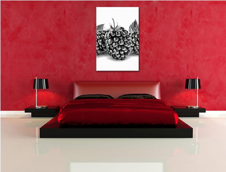 Pixxprint Leckere Brombeeren als Leinwandbild | Grösse: 100x70 | Wandbild| Kunstdruck | fertig bespa