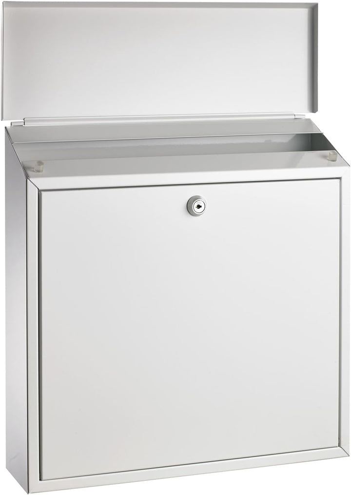 ALCO-Albert 8604 - Briefkasten, weiss lackiert, ca. 36 x 36 x 10 cm 36 x 10 cm Silber, 36 x 10 cm Si