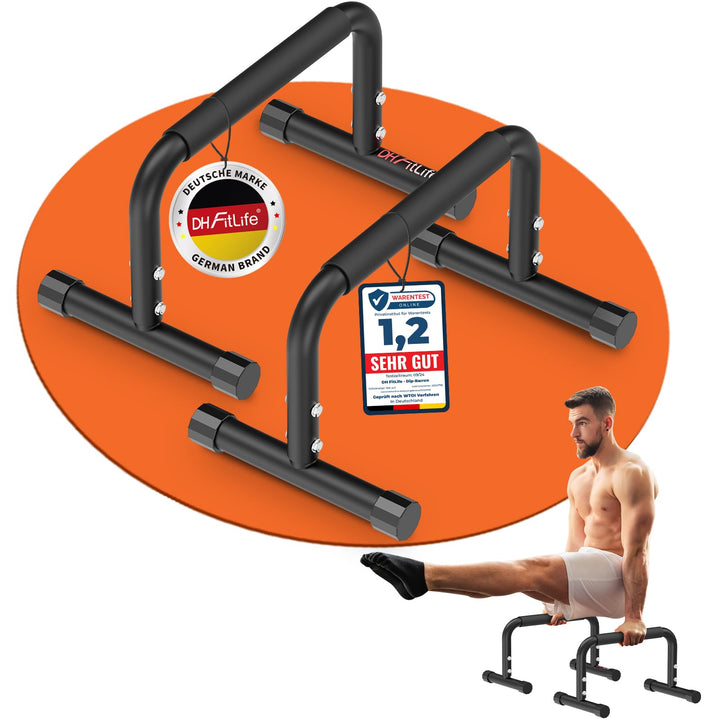 DH FitLife Verstellbare Bars (30-35cm) für Calisthenics | 2 Stufige Liegestützgriffe & Parallettes |
