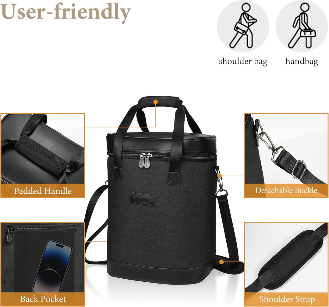 Kato Tirrinia Kühltasche Klein- Flaschenträger für Wein & Bier, gepolsterte weinkühltasche mit isoli