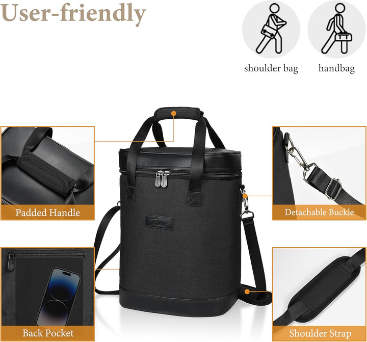 Kato Tirrinia Kühltasche Klein- Flaschenträger für Wein & Bier, gepolsterte weinkühltasche mit isoli
