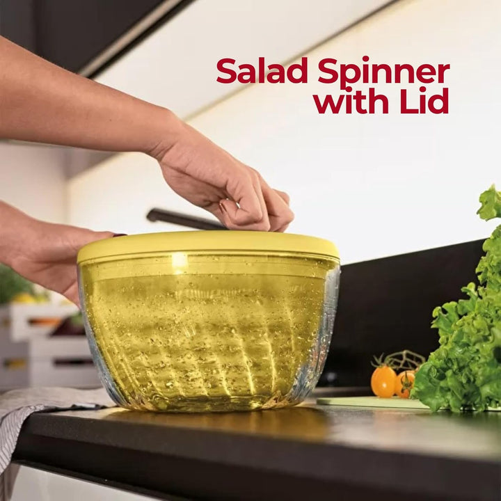 Guzzini - Kitchen Active Design, SPIN&STORE Salatschlüder mit Deckel - Säure Gelb, Ø26 x h19 cm | 40