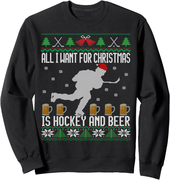 Hockey und Bier Weihnachten Hockey Christmas Sweatshirt