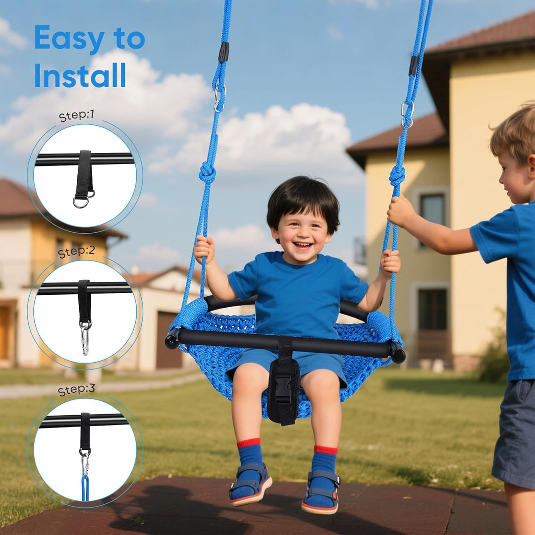 Babyschaukel,Kinderschaukel mit Verstellbaren Seilen,Kinder Schaukel Outdoor, Handgestrickter Bequem
