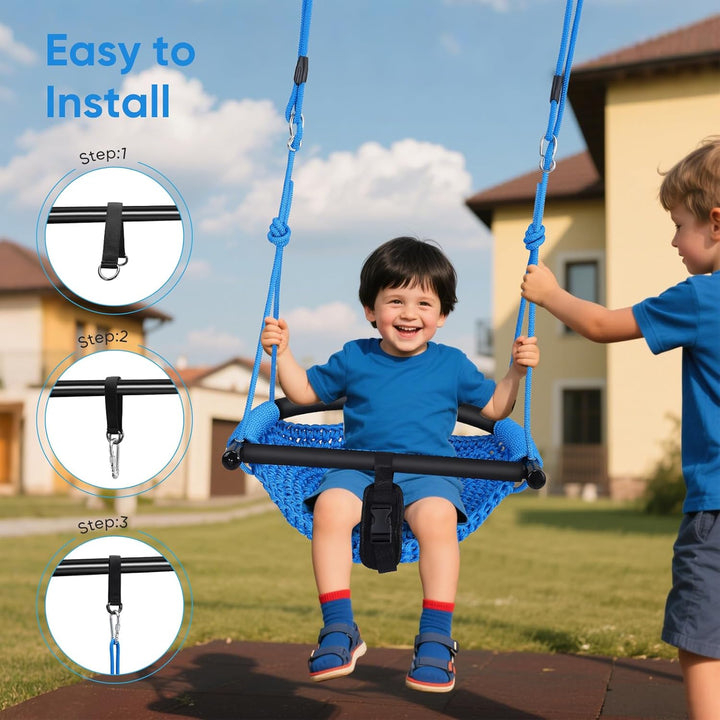 Babyschaukel,Kinderschaukel mit Verstellbaren Seilen,Kinder Schaukel Outdoor, Handgestrickter Bequem
